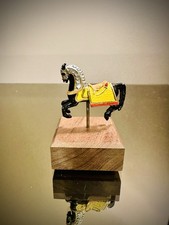Miniature Carousel Horse Figurine Hand Painted on Wood Base Folk Art
