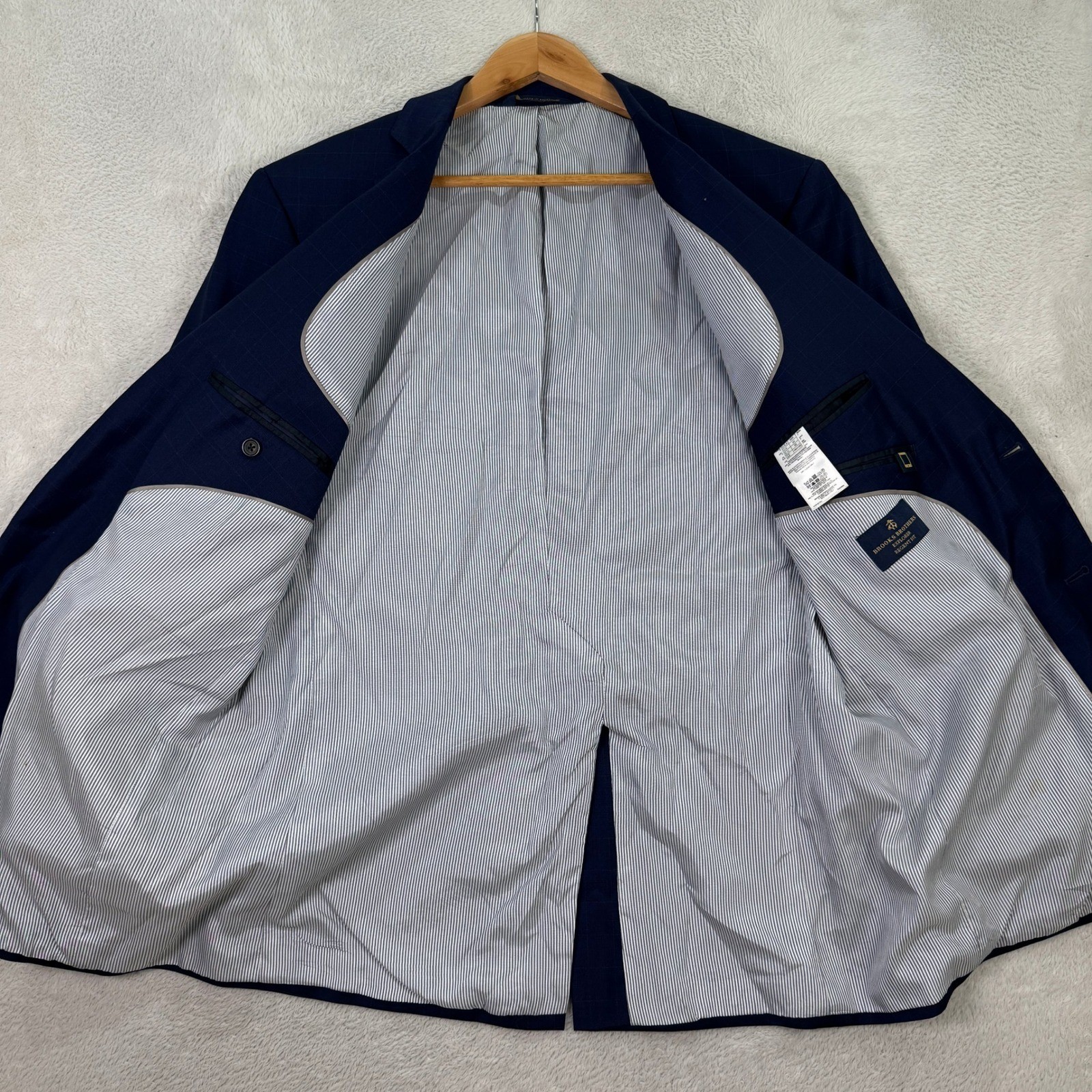 Brooks Brothers Explorer Regent Fit Navy Plaid Blazer Sport Coat Mens 44R thumbnail 5