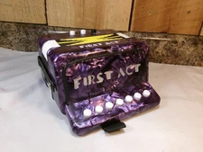 Vintage First Act Faux Mother of Pearl Purple Child's Youth Accordion