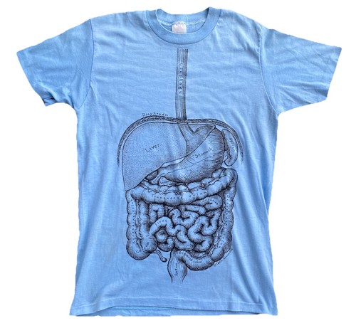 Vtg 70s Leslie Arwin anatomy shirt S 1978 Body Art punk