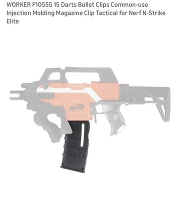 WORKER F10555 15 Darts Bullet Clips Magazine Clip Tactical for Nerf N-Strike
