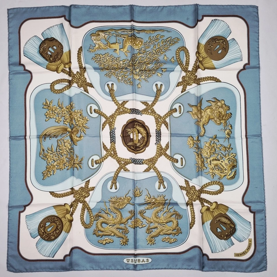 RARE VINTAGE HERMES Silk Scarf "Tsubas" Carre 90 Duty-free US - Image 4 of 4