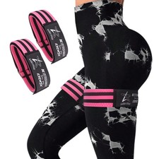 BFR Occlusion Bands for Women Glutes Pink ,Blood Flow One Size, Pink Black