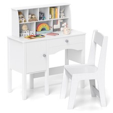 Kids Study Desk and Chair Set Children Wooden Craft Table with Chair  Hutch