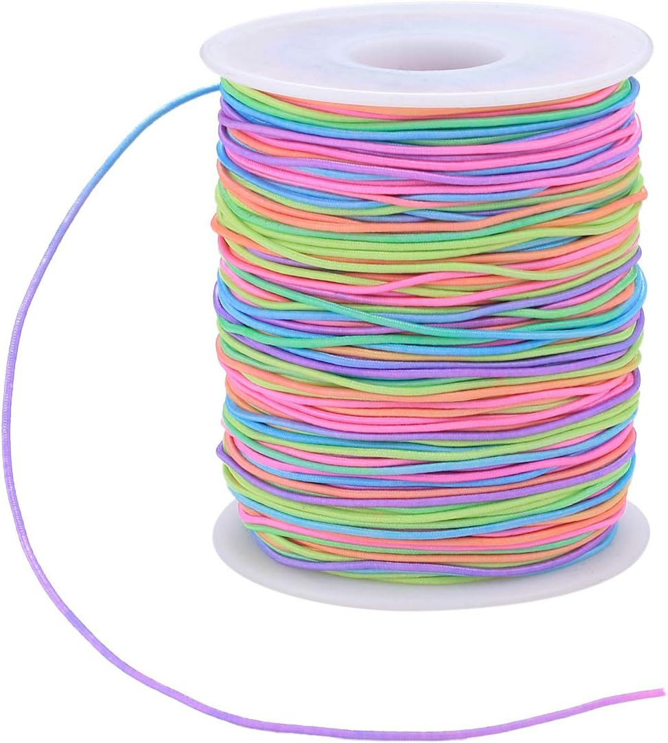 Elastic Cord, Beading Cords Threads, Rainbow Color Stretch String Cord, Fabric C