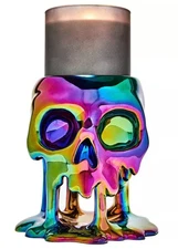 Bath and Body Works Halloween 2025 Dripping Skull Pedestal 3 Wick Candle Holder