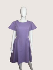 1960/70 Lilac Textured Fit & Flare Midi Dress with Flutter Sleeves