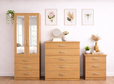 Ready assembled Wardrobe Set 2 Door Wardrobe with Chest Drawer and Bedside Unite