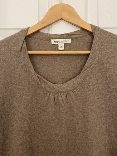 Banana Republic Luxury Cashmere Blend Beige Brown Womens Petite L Sweater - Picture 3 of 4