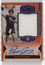 2024 Certified Freshman Fabric Mirror Signatures Orange Devin Leary Auto 8mm
