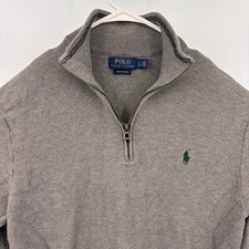 Polo Ralph Lauren Quarter Zip Sweater Mens Large Grey Excellent Pima Cotton Knit