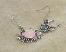 Jewelry Sun and Moon Earrings Metal Sun Pink Stone and Metal Cresent Moon