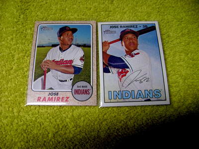 2016 Topps Heritage INDIANS JOSE RAMIREZ #698 MT & 2017 Hertiage #340 MT INDIANS