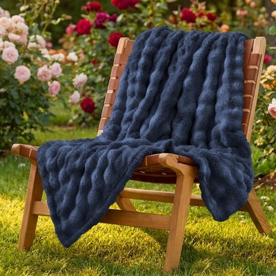 Lotus Karen Navy Blue Throw Blanket 50''x60''