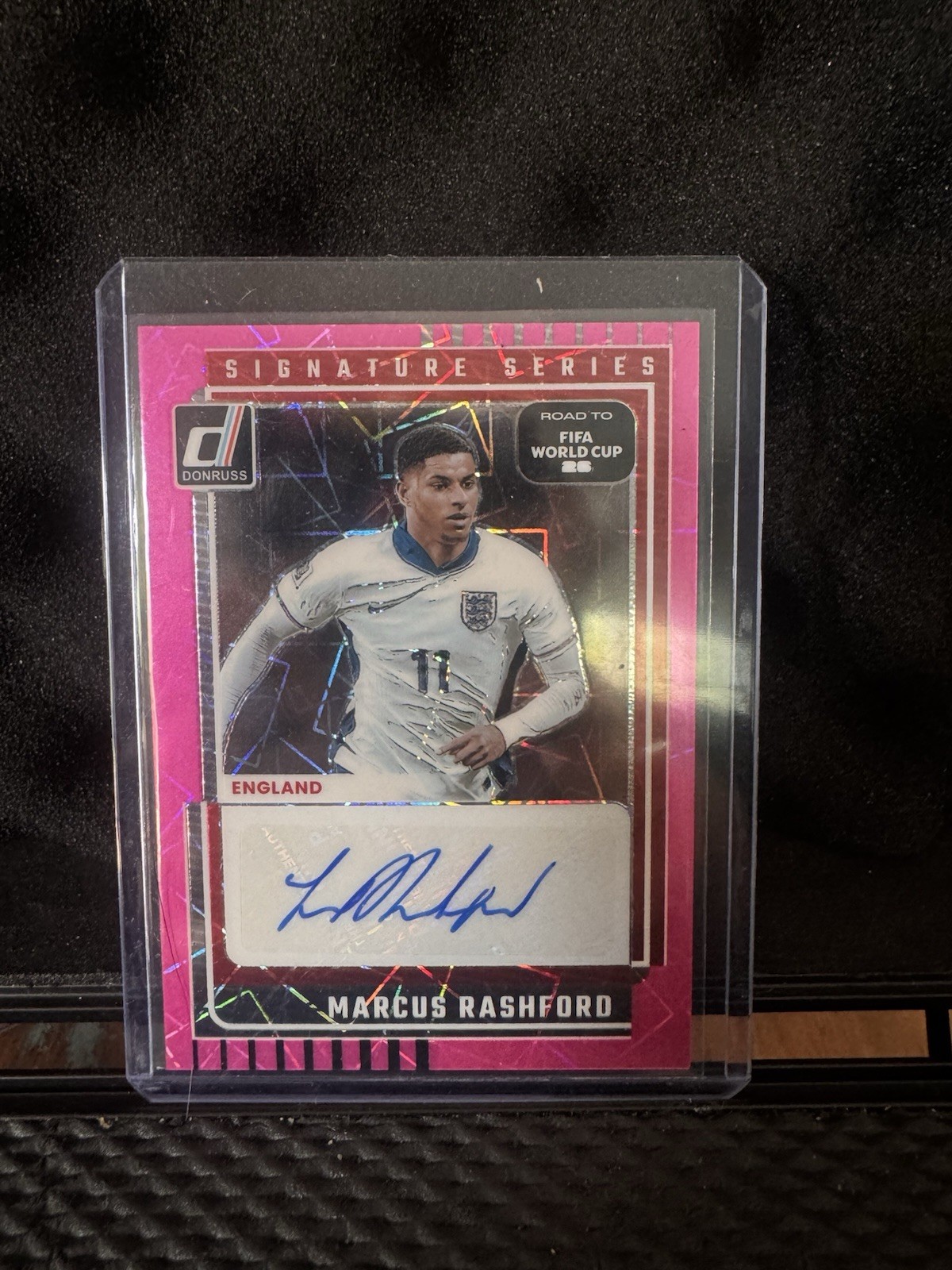 2025-26 Marcus Rashford England Autograph Pink Velocity