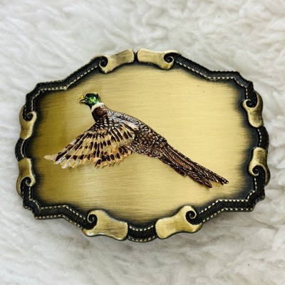 Vintage 1970 s Gold Brass Raintree Protected By US Patents Belt Buckle 3.5 x3 