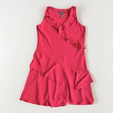 Lauren Ralph Lauren Red Ruffle V Neck Sleeveless Sheath Dress Sz 10 Lined