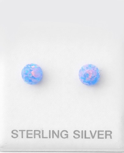 GENUINE 6 mm OPAL STUD EARRINGS SOLID .925 STERLING SILVER - Screw Backs - NWT