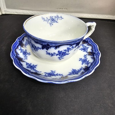 Vintage W.H. Grindley Somerset Flow Blue Cup & Saucer England