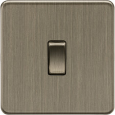 Knightsbridge Screwless Flat Plate 10AX 1G 2-Way Switch - Antique Brass