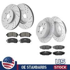 For Subaru Impreza 2017- 2023 Front Rear Drilled Disc Rotors Ceramic Brake Pads