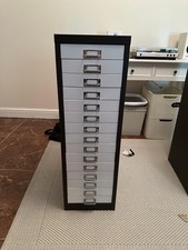 VINTAGE INDUSTRIAL 15 DRAWER METAL FILING CABINET – SOLID & FULLY WORKING