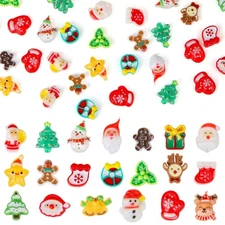 100 Pcs Mini Christmas Decorations Set, Miniature Resin Figurines Small Chris...