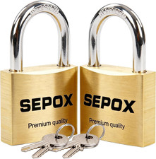 2-Pack Premium Solid Brass Padlock Keyed Alike, 1-9/16" 40Mm Heavy Duty Weatherp