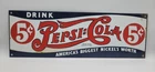 Vintage Pepsi Cola Rustic Weathered Porcelain Enameled Metal Gas Station Sign