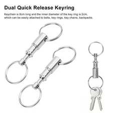 2PCS Dual Quick Release Keyring Detachable Double Split Ring Key Ring