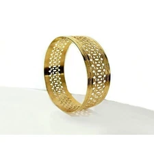 Vintage  Openwork Sturdy Bangle  8" Round 1" Wide  Quality 1/20 Gold Filled 14K 