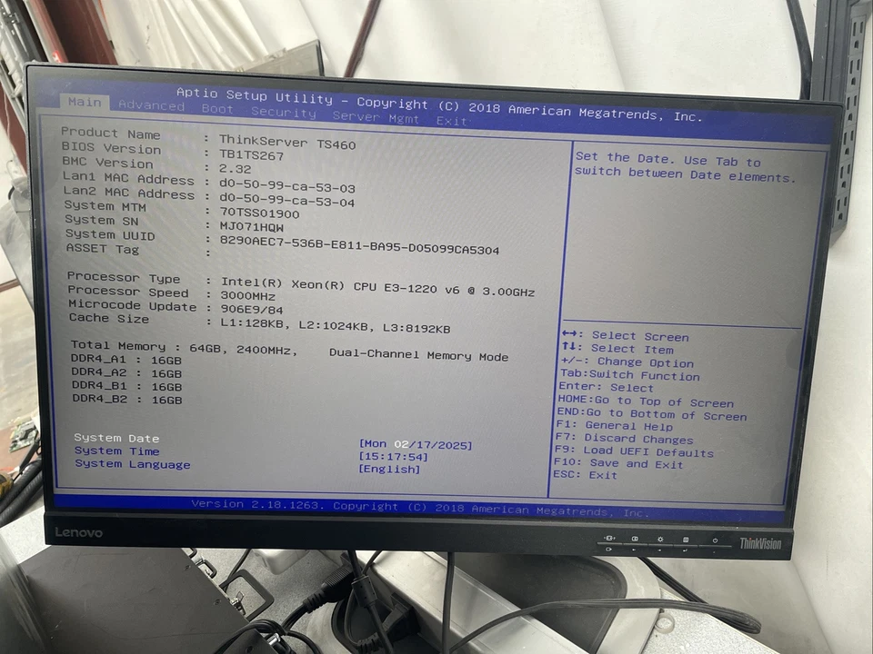 Lenovo ThinkServer TS460 Intel Xeon E3-1220 v6, 64GB DDR4 Raid SAS9340-8i - Image 2 of 4