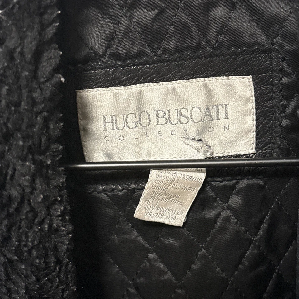 Vintage Hugo Buscati Collection Women's Black Genuine Leather Bomber Jacket Sz S - Image 3 of 4