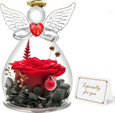 Rosa Stabilizzata Vera Regalo Donna Compleanno,Rosa Eterna Figurine Angelo Regal