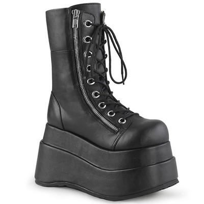 Black Jumbo Platform Gothic Cyber Goth Lace Up Womans Coachella Boots Demonia