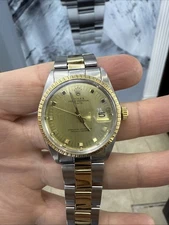 Rolex Oyster Perpetual 34mm Twotone Date Vintage Watch One Owner All Original ￼￼