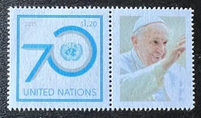 United Nations MNH Personalized 2015 Pope Francis Visit Single with Label