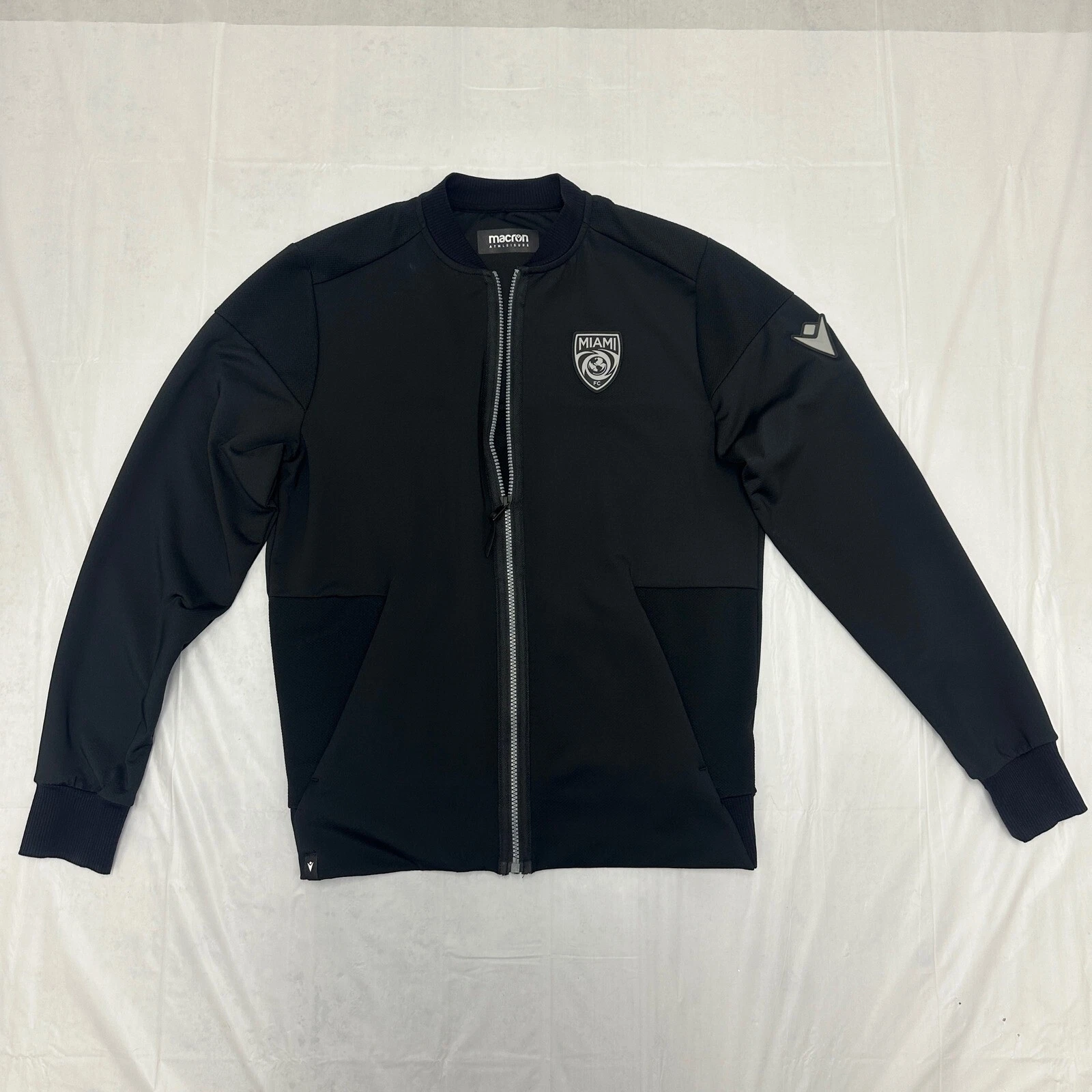 Macron Miami FC Jacket Mens Medium Black Full Zip BomberPolyester Soccer Sport