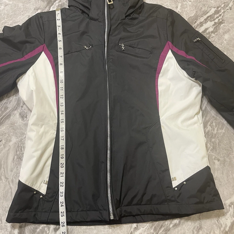 ZeroXposur Black Purple White Women's Large Hooded Jacket Double Zipper Pockets - Image 4 of 4