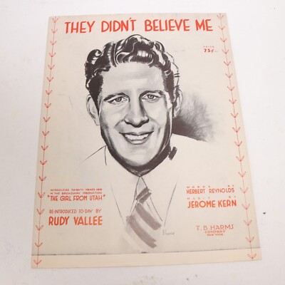 Jerome Kern They Didn't Believe Me Piano Sheet Music 1914 TB Harms