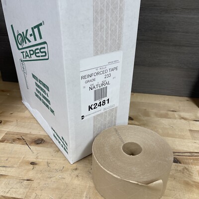 10 Rolls lok-it Paper Water Activated Tape 70 mm x 450 Feet Reinforced Tape New