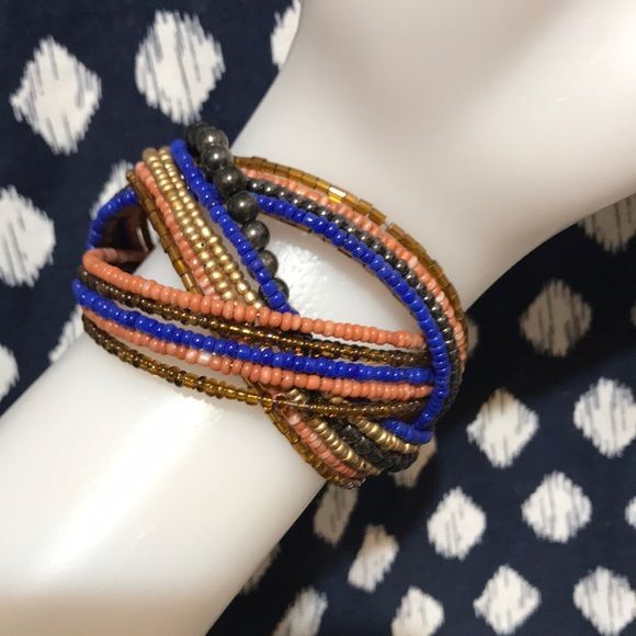 Y2K Multi Colored Beaded Bracelet Cuff - image 5