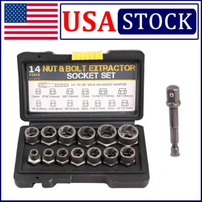 TRUSTEDPLCSUPPLIER 14 Pcs Nut & Bolt Extractor Kit, of Bolt Removal Tool Set, Extractor Socket Tool