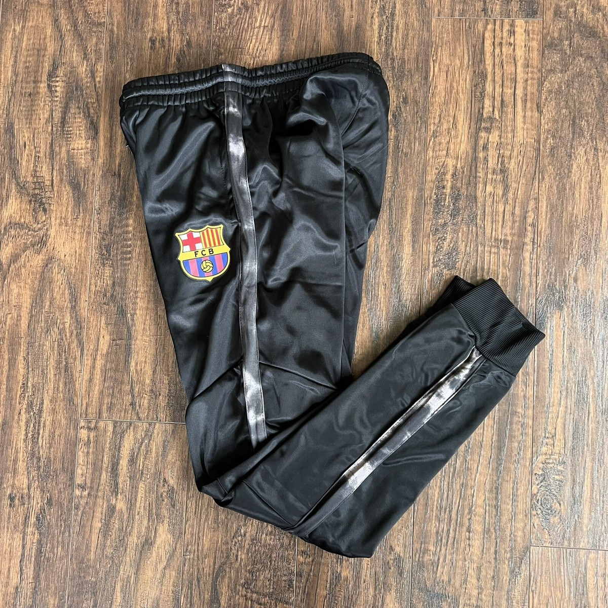 FC Barcelona Sweatpants Youth Large Black Emblem Track Pants