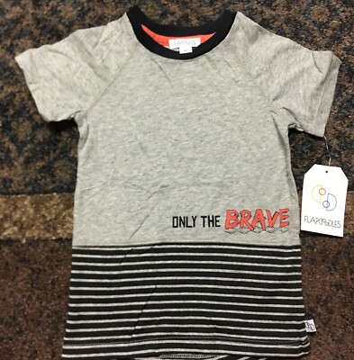 FLAPDOODLES UNISEX GRAY TODDLERS TOP 3T ''ONLY THE BRAVE'' NEW WITH TAGS!!!