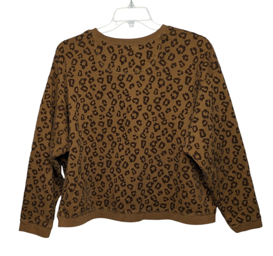 Time & Tru Animal Print Sweatshirt XL (16-18) Textured Flocked Cheetah Leopard - Image 4 of 4