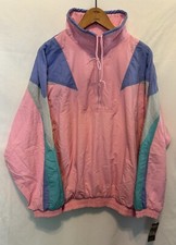 Lavon By Cheerful Corp 1/2 Zip Pink Nylon Windbreaker 90’s Xl Nwt Read