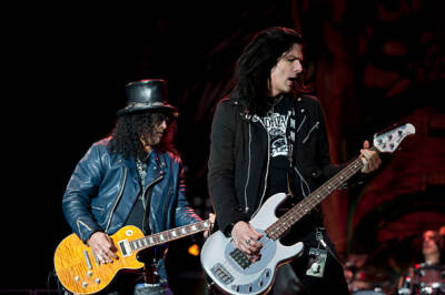 British-American rock guitarist Slash bassist Todd Kerns of The Co- Old Photo