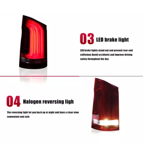 2x LED Dynamic Rear Tail Light Brake Lamps For Mercedes Benz Vito W447 2015-2022 - Picture 10 of 15
