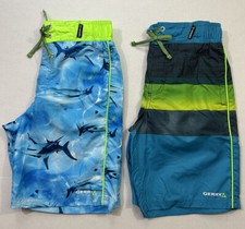 Gerry Youth Boys S M L 2 pack Swim Short Ultraviolet Protection UPF 50 Blue NWT